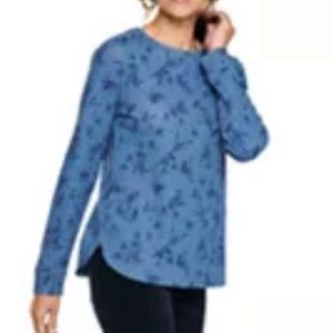 NWT Blue Floral Croft & Barrow® Cozy Pullover Crewneck Sweatshirt